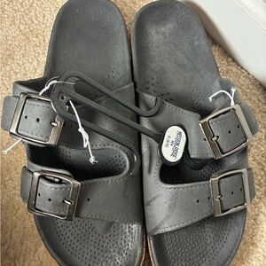Comfortable Black Double-Buckle Sandals Size 8-9